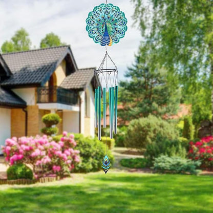 Wind Chimes with Peacock Wind Spinner, Gifts for Men, Women, Retirement, Teacher, Parents - Outdoor Hanging Decor Clearance for Garden, Patio, Backyard Or Porch