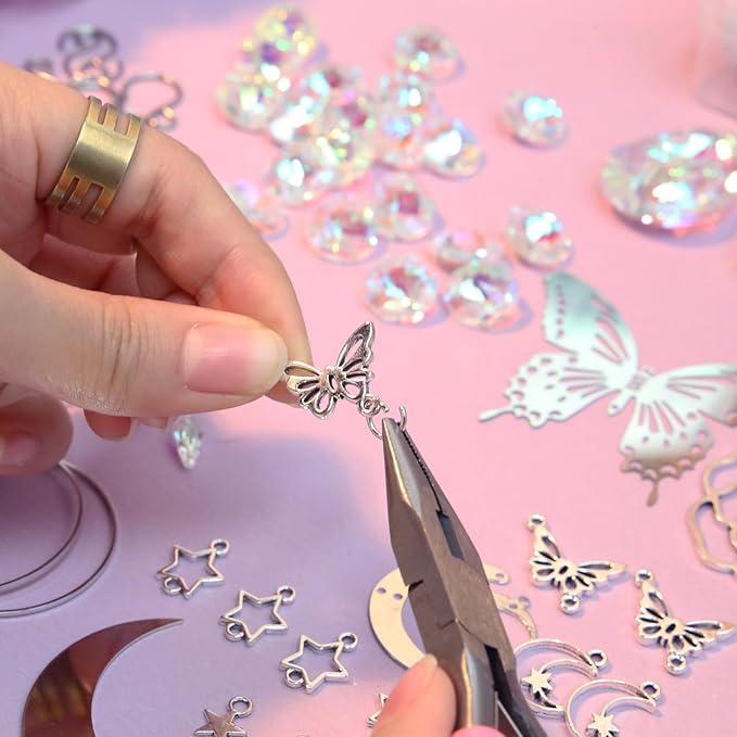 DIY Suncatcher Kit 400pcs Sun Catchers Making Kit Supplies Art and Crafts for Adults With Tutorial Hanging Prism Sun Catcher with Crystals for Window Home Garden Festival Decor Gifts (Butterfly)