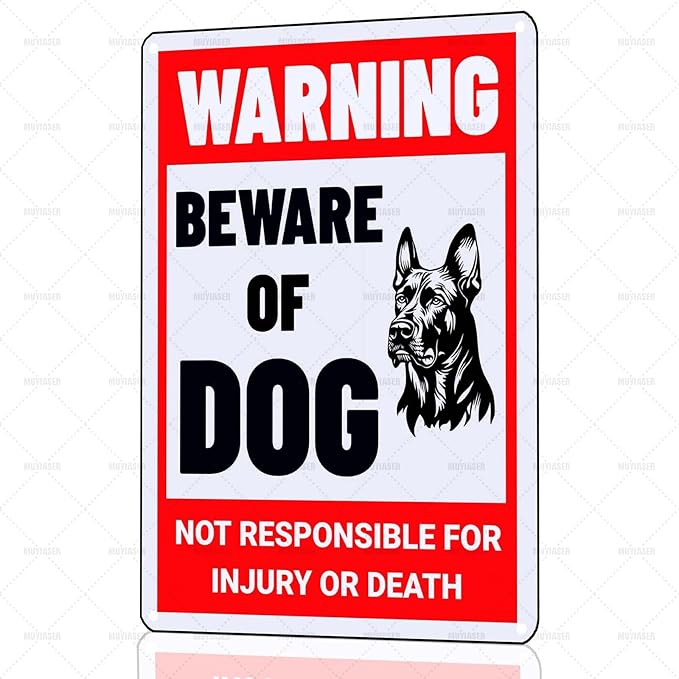 Beware of Dog Sign Doberman Metal Sign Warning Beware of Dog Signs for Fence Outdoor Farm Garden Gate Home Yard Decor 12x16 Inch