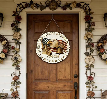 250th Anniversary America Sun Catcher Round Hanging with Flag Eagle deisgns Freedom Acrylic Suncatchers Full Cover Patriotic Windows Decorations July 4th Supplies for Garden