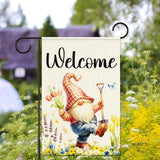 Gnome Spring Garden Flags for Outside,Welcome Spring Garden Flag Yard Lawn Porch Flags for Outdoor Decorations 12x18 Inch Double Sided