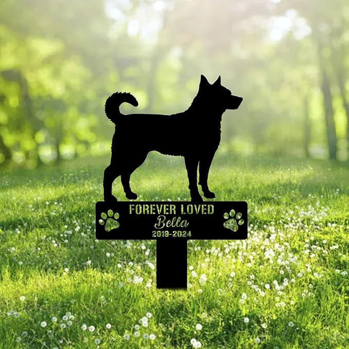 Custom Norwegian Lundehund Dog Metal Memorial Garden Stake Personalized Pet Grave Marker Name Sign Remembrance Stake Decor Sympathy Dog Loss,Outdoor Statues for Yard Garden Lawn Patio Pathway Grave.