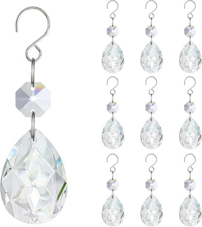 H&D HYALINE & DORA 3Inch Crystal Suncatcher Bauhinia Prisms Pendants 10Pcs Chandelier Crystals Replacement Hanging Sun Catcher Beads for DIY Arts Crafts Decor (Clear)