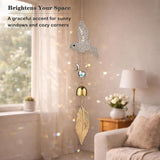 Hummingbird Crystal Suncatcher for Window Hanging, Rainbow Maker Prism Ornament with Hook, Sparkling Sun Catcher Decor for Home, Patio, Garden, Bird Lover Gift (Wind Chime)