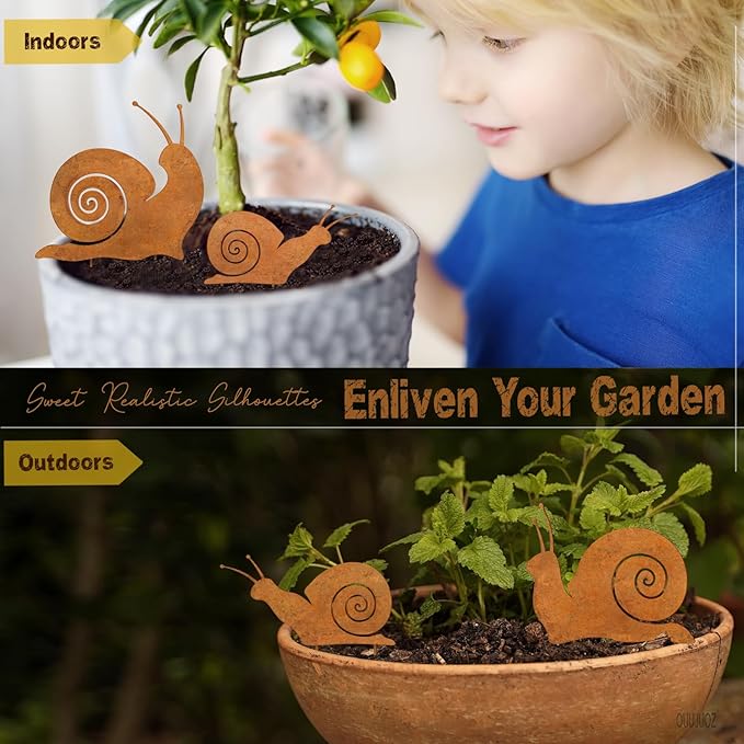 3pcs Metal Yard Art,Snail Garden Decor, Outside Lawn Ornaments Porch Backyard Sculpture, Patio Lawn Garden Yard Decorations
