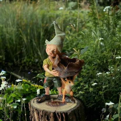 Fairy Garden Decor Elf Figurine,Pixie and Squirrel Statue, Perfect Patio & Garden Decoration, 6.5 Inches Tall - Ideal Miniature Landscape & Desktop Ornament
