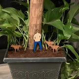 Plant Decorations for Pots, Set of 3 Funny Wood Figurines Garden Decor, Outdoor Statue Planter Hugger for Flower, Yard, Lawn Ornament, Balcony Decor (L)