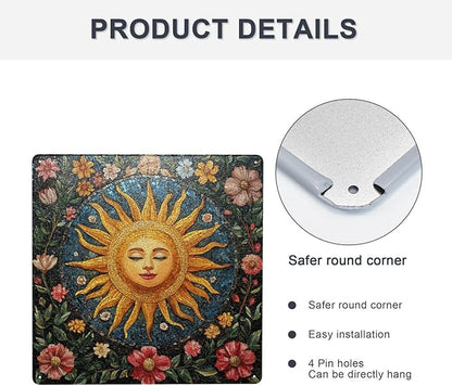 Garden Sun Hanging Arts Tin Sign – 8x8 Inch Metal Plaque Decor, For Gardens, Yards And Outdoor Living Areas Plaques, Home Decors Signs, Gift For Garden Lovers & Sun Enthusiasts