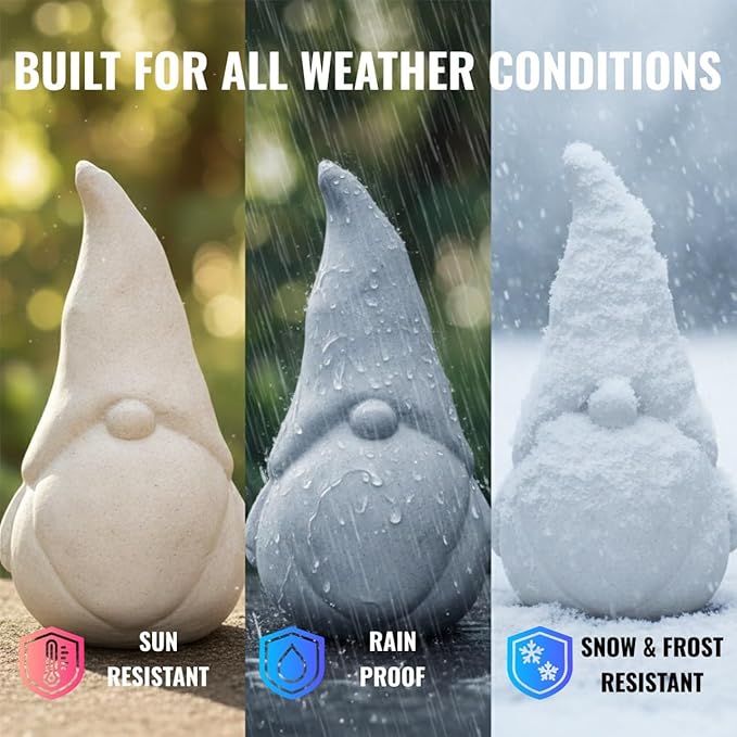 OLOMA Concrete Garden Gnome Statue Outdoor Decor Heavy Stone Statue with Protective Resin Coating Weather Resistant Decorative Garden Accent for Yard Patio Walkway Landscape