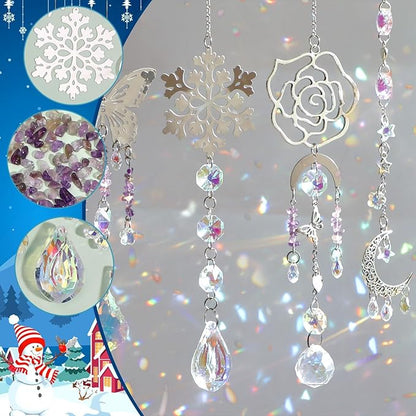 Sun Catchers, 408 Pieces Colorful Crystal Suncatcher with Chain Pendant Ornaments Hanging Crystals Prism Rainbow Maker for Windows Indoor Outdoor Car Mirror Garden Decor Wedding Party Xmas Gift (400)