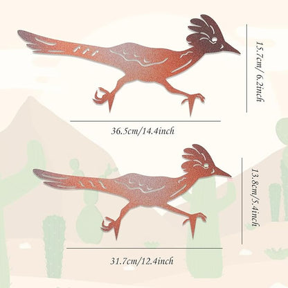 2 Pcs Roadrunner Garden Art Metal Yard Art Decorative Garden Stakes Southwest Desert Bird Decor for Garden Yard Metal Yard Ornaments Bird Art Mexican Roadrunner Gifts (Vivid)