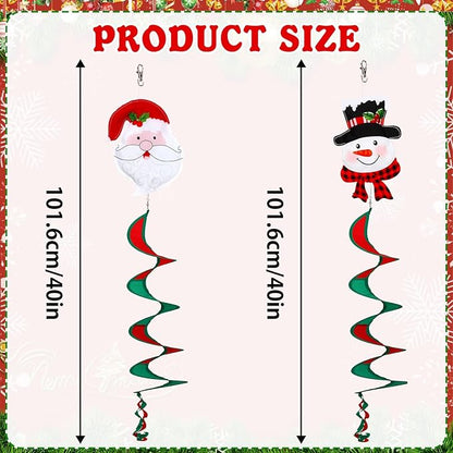 NOVWANG 2 Pcs Christmas Wind Spinners, 40 Inch Christmas Santa Snowman Wind Spinners Winter Outdoor Hanging Decorations for Holiday Indoor Outdoor Yard Patio Lawn Garden Decor