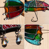 BOXCASA Umbrella Decor Suncatchers for Windows,Stained Glass Suncatchers Crystals Rainbow Umbrella,Stained Glass Window Crystal Beads Decor for Home,Living Room Bedroom Kitchen
