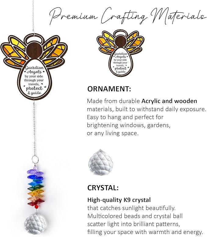 2 Layered Ornament Suncatcher - Guardian Angel Ornament - Unique Keepsake - Sympathy Presents - Rainbow Remembrance - Mother's Day Father's Day Birthday Gifts for Women, Men