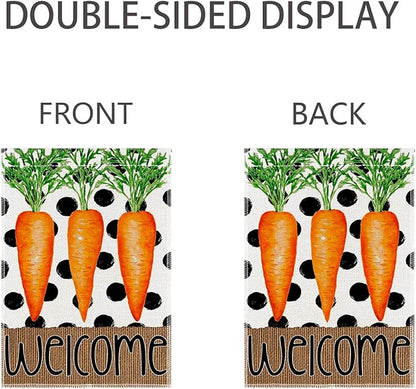 1Pcs Easter Garden Flag 12x18 Inch, Double Sided Weatherproof Garden Flag for Outside, Cute Carrot Yard Banner, Welcome Garden Flag, Spring Lawn Sign, Easter Garden Flags for Outdoor Decor