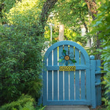Metal Welcome Sign Daisy Hanging Signs for Front Door - Indoor Outdoor Door Decor Wall Art Flower Decoration Decorative Ornament Wreath for Home Garden Patio (Blue)