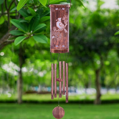 FSVGYY Solar Wind Chimes Hanging Lights Outdoor Metal Wind Chimes Memorial Wind Chime for Garden/Patio Decor Gifts for Women,Grandma,Mom (30" Metal Chimes/Red Bird)