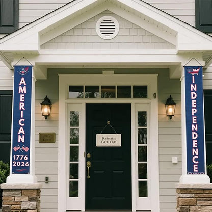 250th Independence Anniversary Banner Set, Vertical Patriotic Hanging Banners, Red White Blue, Polyester, 30 x 180cm, 4th of July Decorations, Wall Porch Door Decor, 1776-2026