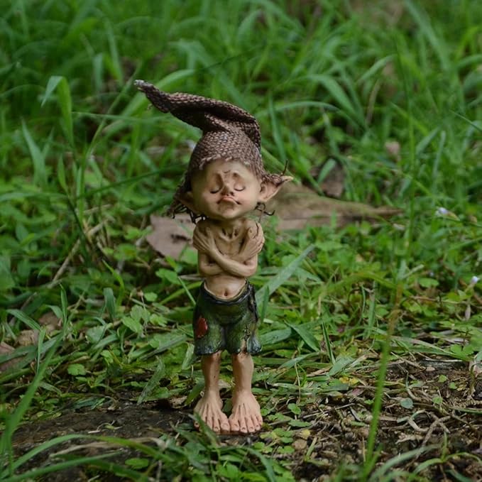 Elf Figurine Poor Pixie Statue – for Home Garden Patio Lawn Decor, Outdoor Elves Fairy Garden Bedroom Learning Room Decorations Friend Gift