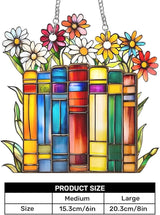 Jesuspirit - Window Hanging Suncatcher – Crystal Clear Acrylic & Wood Sun Catcher for Home Decor, for Women (Flower Book Library Decor, 8 Inches)