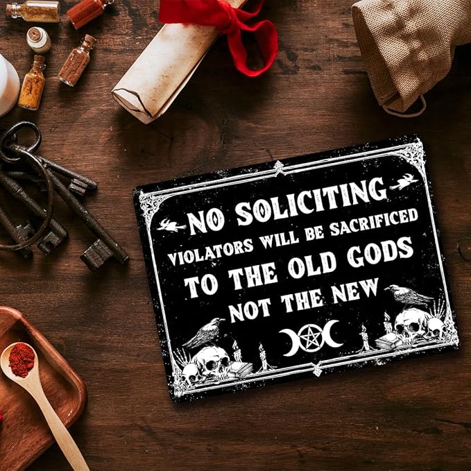 Witchy Bathroom Metal Sign - Dark Humor No Soliciting Signs, Spooky Home Decor Aesthetic Aluminum Rust Free 9" X 11", Pre-Drilled Holes, Weather Resistant