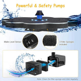 Solar Fountain, Upgrade Lucky Flower 3.5W Solar Bird Bath Water Fountain with Lights, and 2000mAh Battery, Solar Powered Hummingbird Fountain Pump with 7 Nozzles, 4 Fixed Pipes for Garden