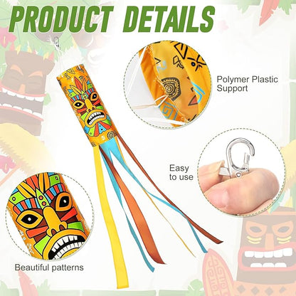 Relaxweex 2 Pcs Tiki Party Decorations 40 Inch Hawaiian Windsocks Tiki Outdoor Decorations Luau Tropical Windsock Hawaiian Hanging Decor for Birthday Summer Jungle Party Decoration Hawaii Bar Supplies