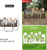 Rusty Metal Wild Flowers Garden Stakes 11.82 x 8.47 inches, Decorative Flowers Yard Stake Metal Art for Outdoor Garden Lawn Decor (Flower-A)