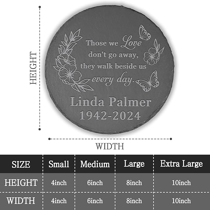 Memorial Garden Stone - Personalized Bereavement Gift for Loss of Loved One - Round