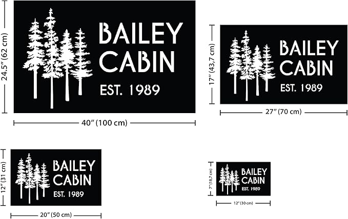 Personalized Metal Cabin Wall Art, Custom Pine Tree Metal Sign, Last Name Sign for Outdoor, Farmhouse Decor, Forest Design Family Name Sign, Mountain House Sign, Over Fireplace Art, Housewarming Gift