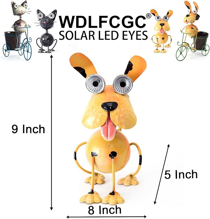 Dog Solar Lights Outdoor,Yard Art Metal Dog Statues,Outdoor Funny Statue for Garden Decor Yard Lawn Ornaments