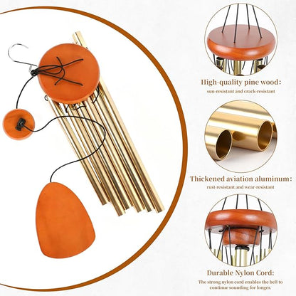 26 Inch Wind Chimes for Outside Deep Tone, Aluminum Memorial Wind Chime, Sympathy Wind Chimes for Loss of Loved One, Memorial Gifts, Outdoor Patio Garden Home Decoration - Gold