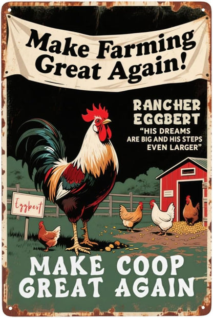 Funny Chicken Coop Signs and Accessories, Make Farming Great Again, Patriotic Farmhouse Metal Wall Art for Coop Farm Stand Chicken Farm Fresh Butt Nuggets Sign 8×12 Inch (green chicken coop)