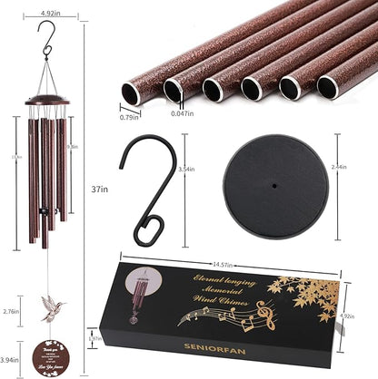 Outdoor Wind Chimes, 37 inch, Hummingbird Windchime, Suitable for Home Decoration, can be Used in Gardens, patios, Balconies, etc. Gift That Expresses Sympathy for Mothers, Grandmothers or Friends.