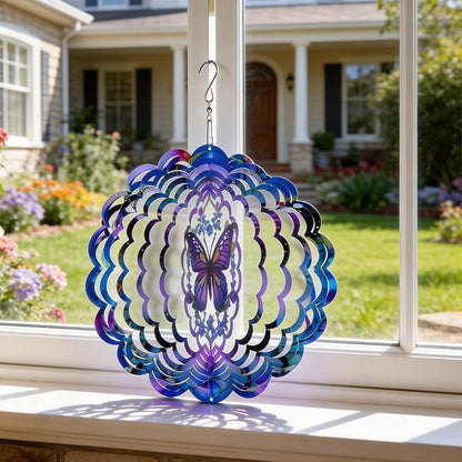 Butterfly Wind Spinners Outdoor, 3D Metal Butterfly Wind Spinner, Elegant Butterflies Wind Spinners Outdoor Hanging for Garden, Patio, Balcony, Birthday Gifts for Mom, Women, Grandma