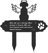 Rngmsi Dog Cemetery Decorations for Grave - Grave Garden Metal Decorations Memorial Dog Angel Wings Stakes Plaque Waterproof Black Grave Decoration Sympathy Garden Stake Markers Dog Grave Decor