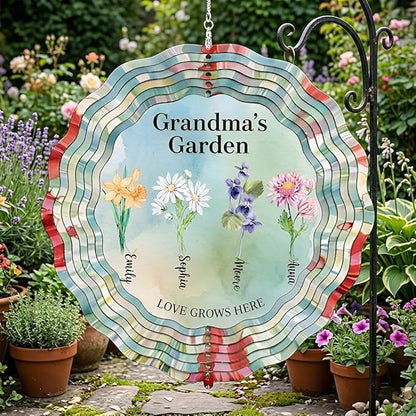 Personalized Mother's Day Wind Spinner for Mom Grandma, Mama Grandma Gifts Mothers Day Christmas, Floral Garden Decor Gift, Outdoor Yard Hanging Ornament 2