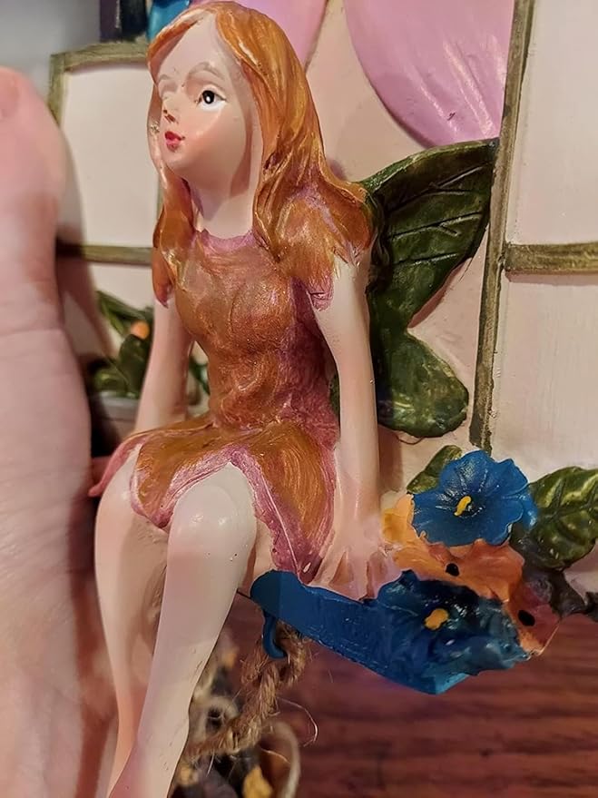 Fairy Angel Statue Garden Tree Decoration Resin Angel Figurine Wall Hanging Decor Outdoor Garden Decor for Lawn Yard Patio Windowsill Garden Gifts