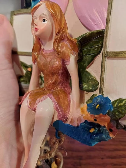 Fairy Angel Statue Garden Tree Decoration Resin Angel Figurine Wall Hanging Decor Outdoor Garden Decor for Lawn Yard Patio Windowsill Garden Gifts