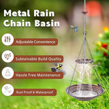 13 inch Rain Chain Basin, Metal Rain Chains Anchoring Bowl Dish, DIY Rain Chain Basin for Gutter Downspout, Copper Hanging Birdbath for Outdoor Garden Patio Decor