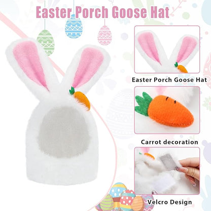 GJL Easter Porch Goose Outfits Fits 23" Cement Plastic Goose Statue Porch Goose Clothes with Hat, Basket, Carrot & 6 Easter Eggs for Easter Indoor or Outdoor Garden Decor