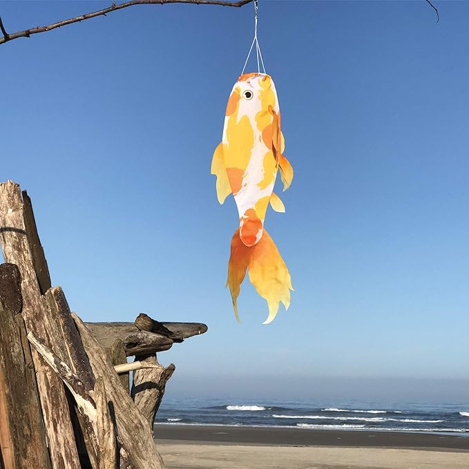 In the Breeze 5155 — Yellow Koi 30-inch Fish Windsock-Realistic Fishsock