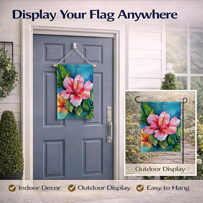 Caroline's Treasures Hawaii Hawaiian Hibiscus in Watercolor Garden Flag Mailbox Flag Decorative Yard Flag Banner Outside Patio Artwork Yard Flower Beds, Garden Size, Multicolor