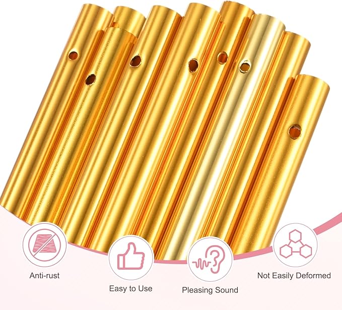 M METERXITY 20-Pack Wind Chime Tubes, Aluminum Wind Chime Empty Tubes, Metal Wind Bell for Adults Arts and Crafts/DIY Home Garden Outdoor Hanging Decorations [1x13cm, Gold]