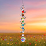 H&D HYALINE & DORA 20.5" Gazing Ball Spiral Tail Decorative Wind Spinners 1.18" Crystal Glass Ball Unique Gift Hanging Decor for Indoor Outdoor Garden Decoration (AB)