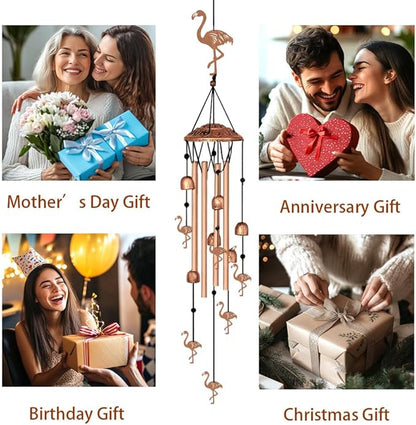 INFUNLY Flamingo Wind Chimes for Outside Flamingos Metal Wind Chime Aluminum Windchime Tubes Animals Memorial Wind-Bell Music Windchimes with Bells for Yard Garden Decor Housewarming Birthday Gift