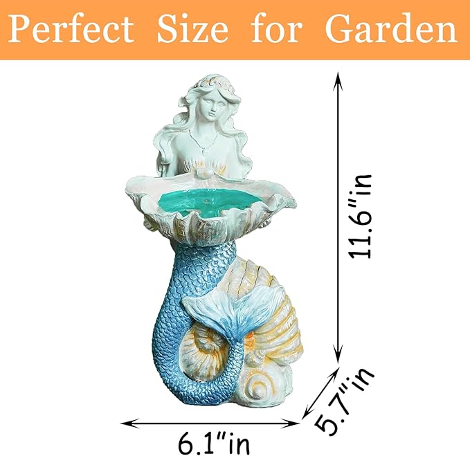Teaeeno Outdoor Mermaid Decor Garden Statues with Solar Lights,Art Mermaid Figurine,Mermaid Decor for Home,Solar Lawn Ornament,Animal Solar Outdoor Decor,Solar Lamp Decor for Patio Decor Waterproof