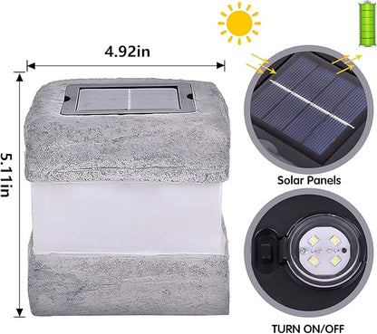 Larekook 2 Pack Solar Rock Lights Outdoor Halloween Decorations,Solar Lights Outdoor Waterproof Fake Rock Light with Warm LED Light for Lawn Landscape Decks Yard Pathway Garden Decor(Grey)