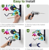 Lewondr Plant Hangers with Solar Light,9 Inch Metal Hanging Plant Bracket Outside,Butterfly Plant Wall Hook Solar Lights Outdoor for Wall,Flower Basket,Bird Feeder,Lantern,Wind Chime,2 Pack