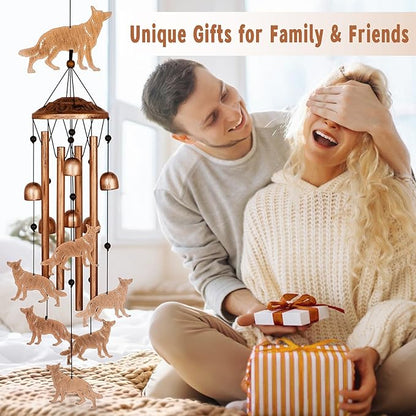 GDNSFIT German Shepherd Wind Chimes for Outside, Metal Windchimes Outdoors, Shepherd Gifts for Women/Men, Memorial/Birthday Gifts, Garden Decor for Outside, Patio or Yard, Durable Chimes for Outdoors